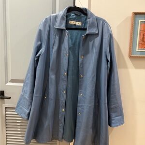 Vintage Excelled Blue Leather Motorcycle Jacket Size Women's Large